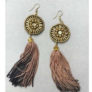 Long Ombre Tassel & Beadwork Earrings-NWT
